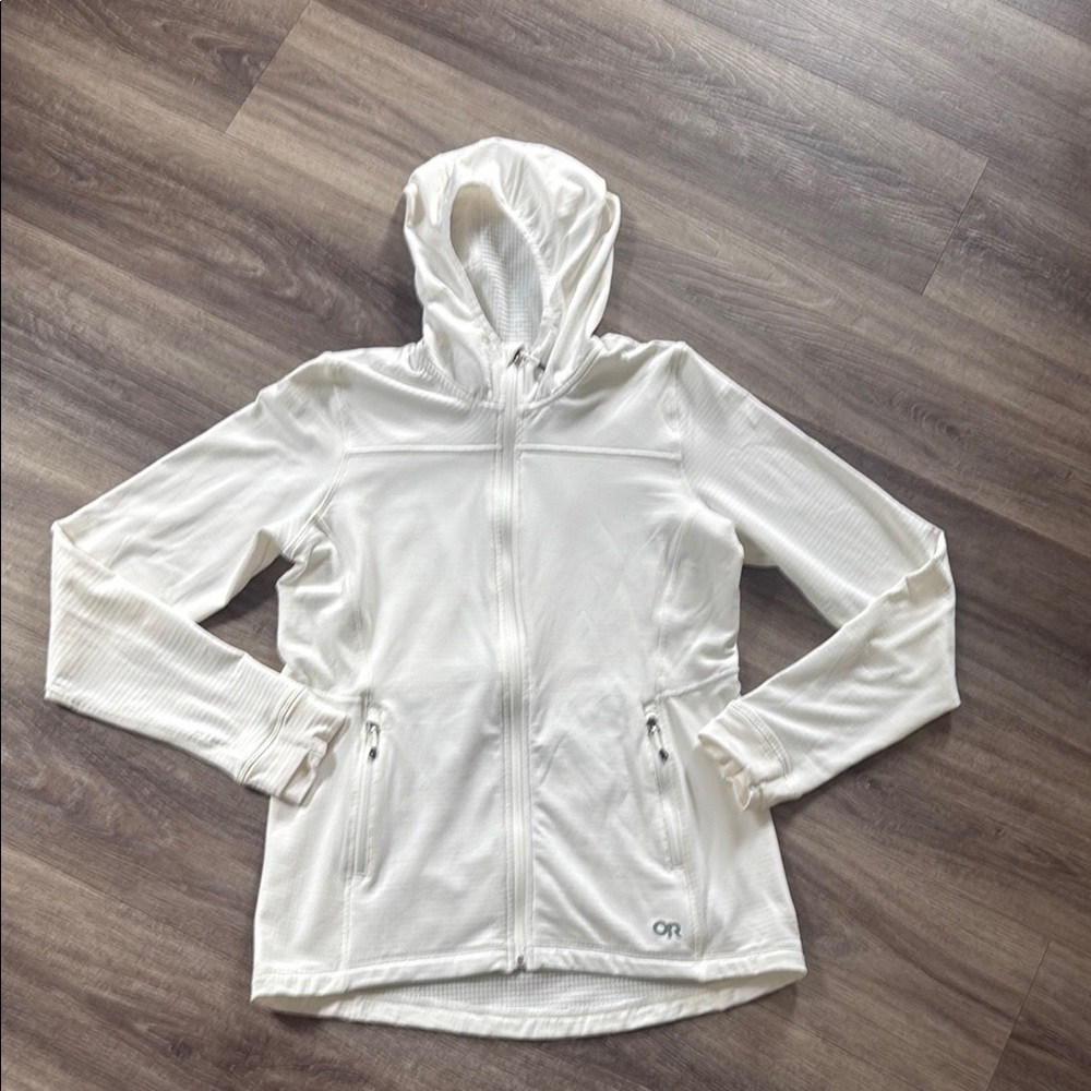 Outdoor Research Cream Hooded Jacket Full Zip Hoodie Medium Outdoor Hiking